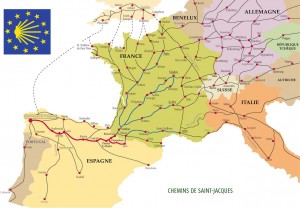 Les chemins de Saint Jacques de Compostelle en Europe